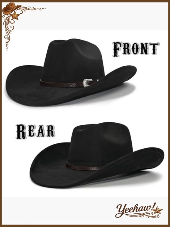 Adjustable Felt Cowboy Hat with Wide Brim for Women and Men main image 5